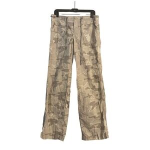 London Jean Cream Camo Cargo Pants 8 Y2K‎ Utility Gorpcore 90s Streetwear Baggy